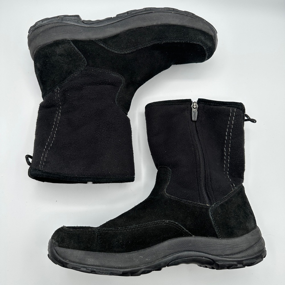 LL Bean Mid Calf Fleece Lined Winter Boots Women 10 Black Suede Gorpcore Cabin